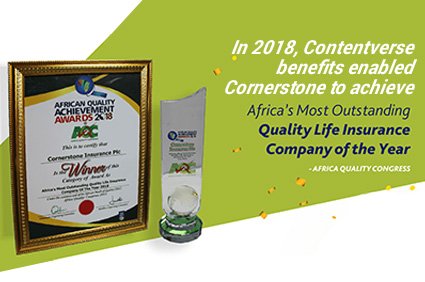 Cornerstone Insurance PLC implements Contentverse, Wins 2018 Quality Life Insurance Company of the Year award